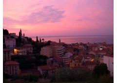 French Riviera Panoramic View of of Mediterranean Sea in Menton